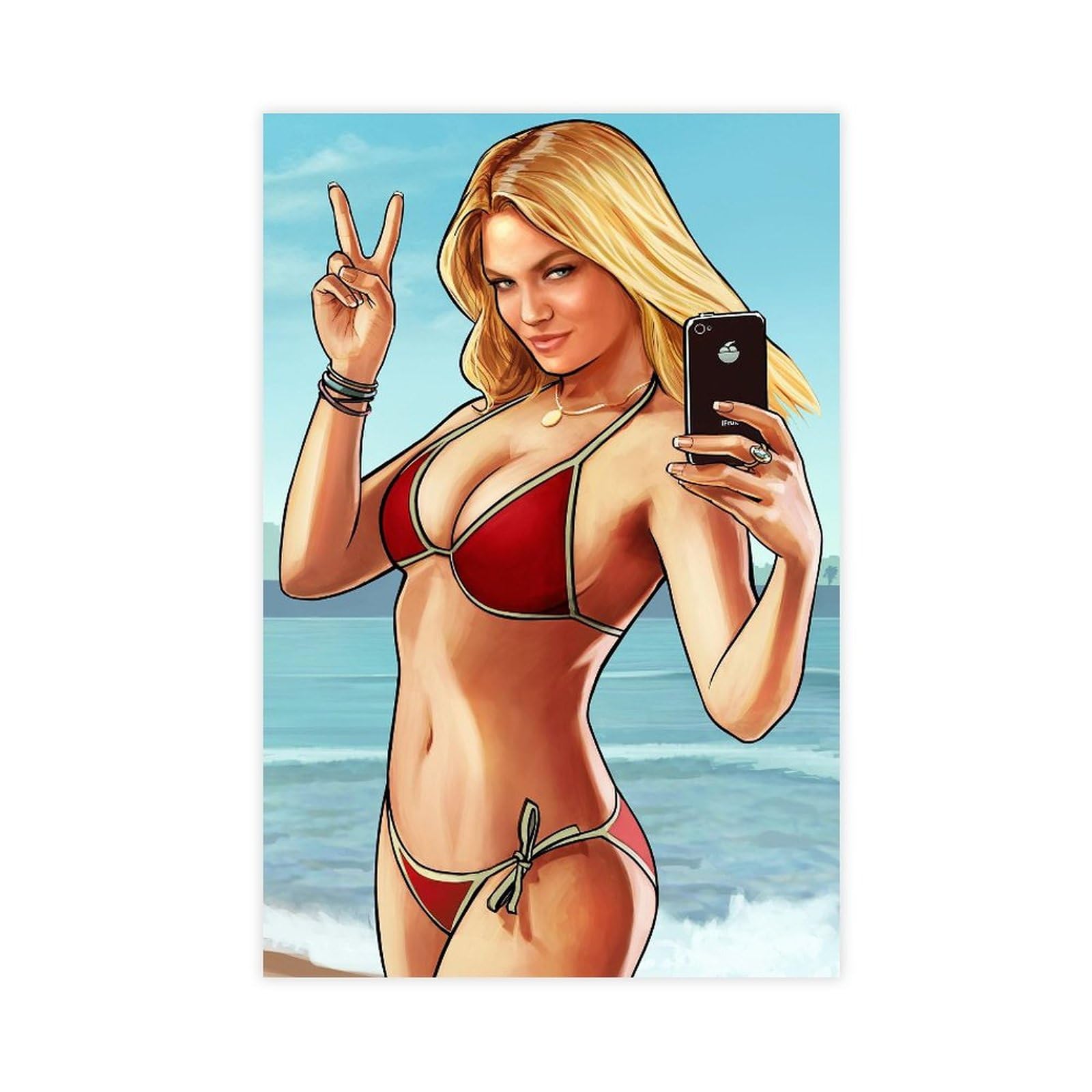 HOBIVA GTA 5 Game Girl with A Real Map of Los Angeles Aesthetic Canvas Poster Wall Art Decor Print Picture Paintings for Living Room Bedroom Decoration Unframe-style Unframe-style12x18inch(30x45cm)