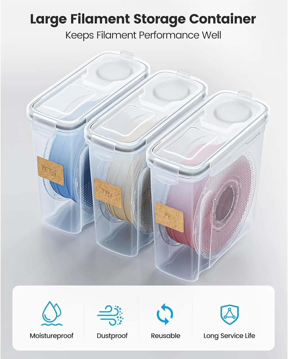 For YOOPAI Filament Storage Box 4 Pack Filament Container for 3D Printing Filament Sealing and Protection 4.0L 9.5 * 4.4 * 9.7 cm