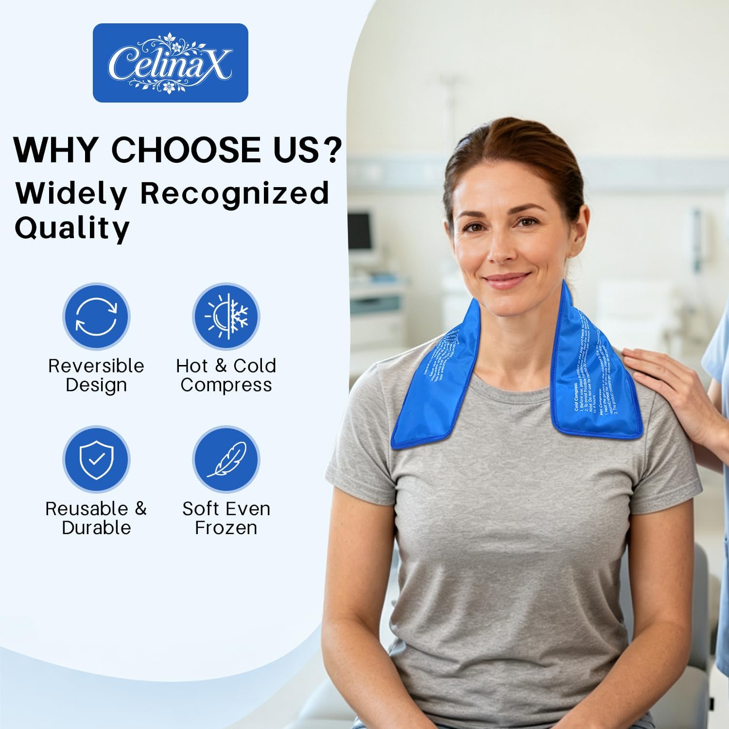Neck Ice Pack Wrap Reusable Hot Cold Gel Pack for Neck Shoulders Blue image 4