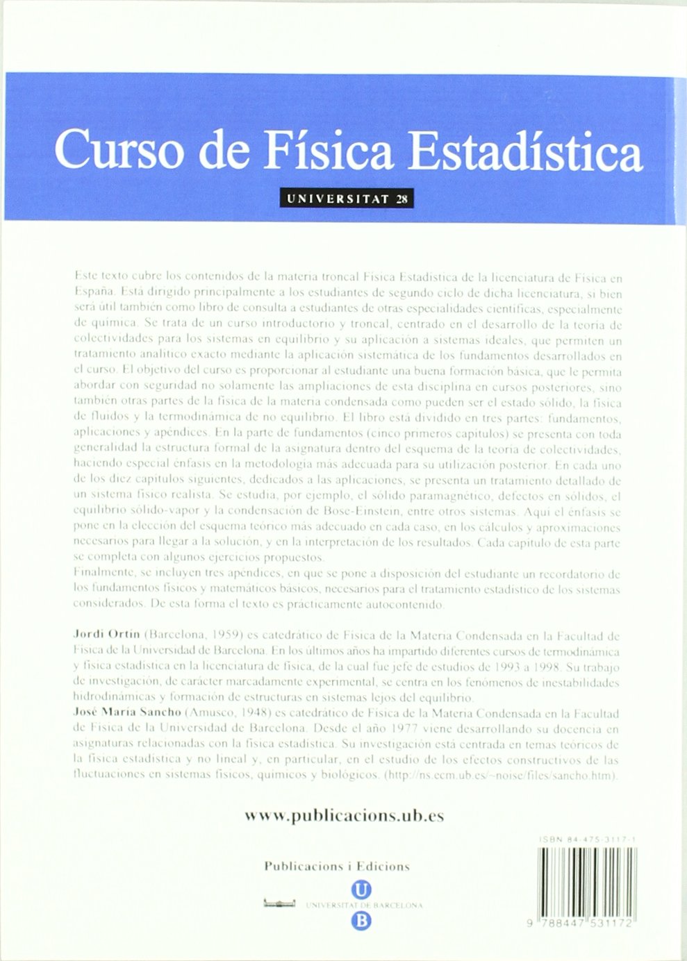 Curso de física estadística (UNIVERSITAT)