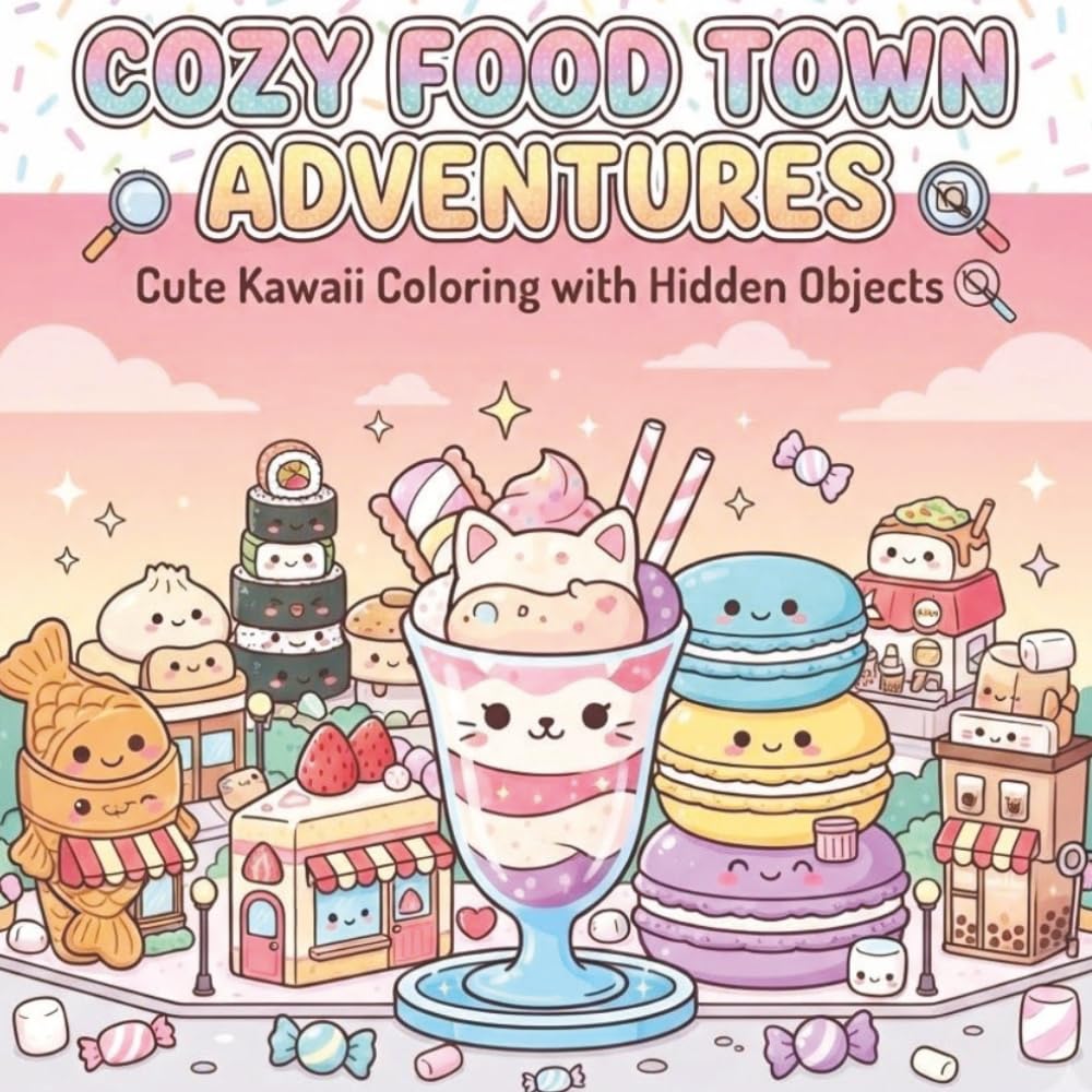 Cozy Food Town Adventures: Cute Kawaii Coloring with Hidden Objects