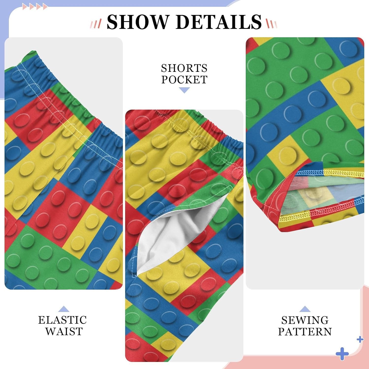 Boy's Pajama Pants 6-14 Years Elastic Waist Lounge Pajama Pants, Building Blocks