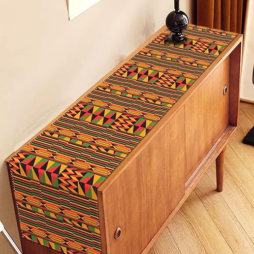 Miniatura 3 de Nepnuser Juneteenth Camino de mesa Afro Afro Americano Nacional Decoración de Fiesta Festividad Patrón Kente Decoración del Hogar Cocina Comedor (13