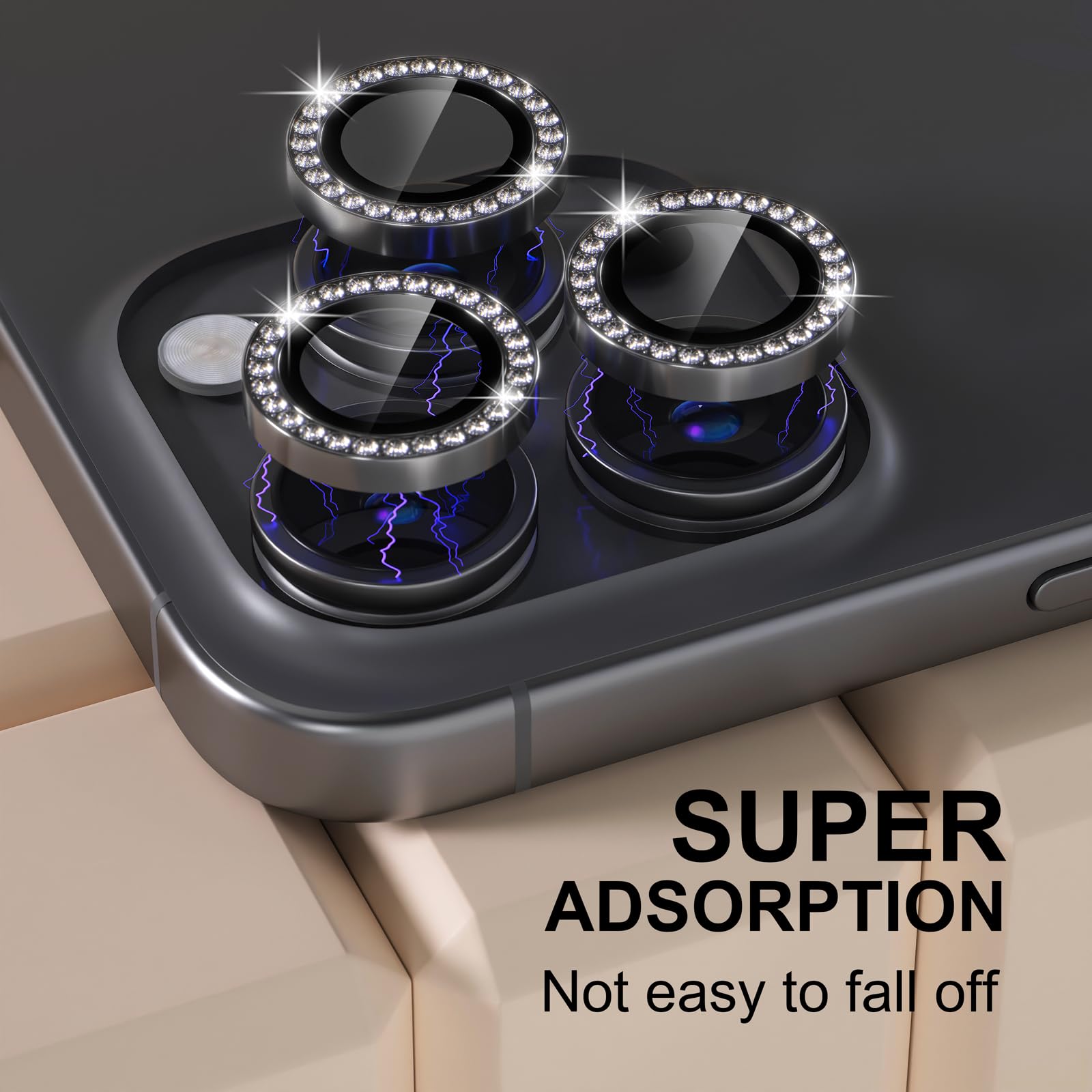 Misea Kompatybilny z iPhone 16 Pro/iPhone 16 Pro Max osłona obiektywu aparatu, osłona aparatu ze szkła hartowanego 9H, osłona ekranu metalowa, indywidualna osłona pierścienia, akcesoria dekoracyjne