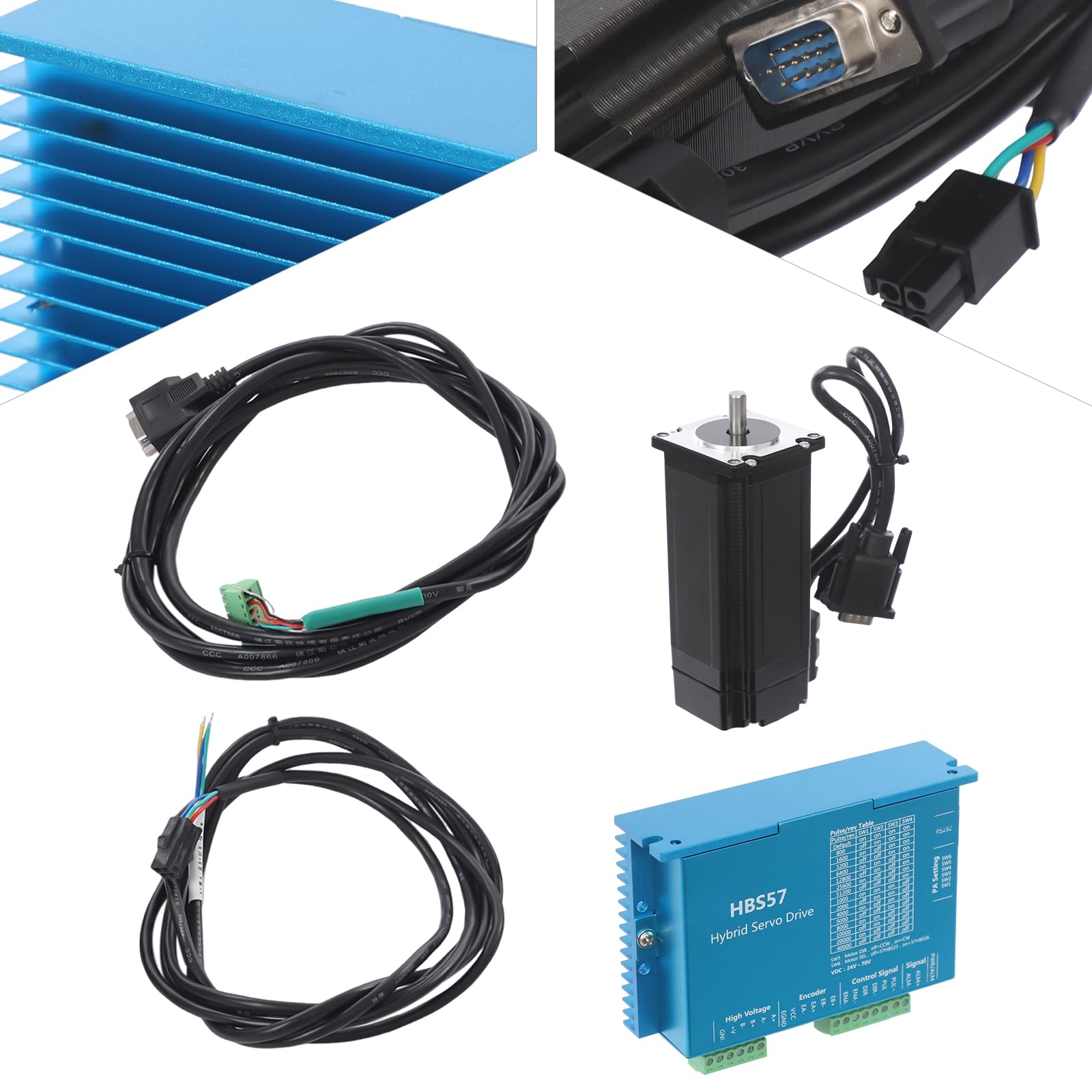 Motore passo-passo Driver HBS57, Closed Loop CNC Stepper Motor Driver + Motore 57HBS30, 3.6Nm, DC24-60V