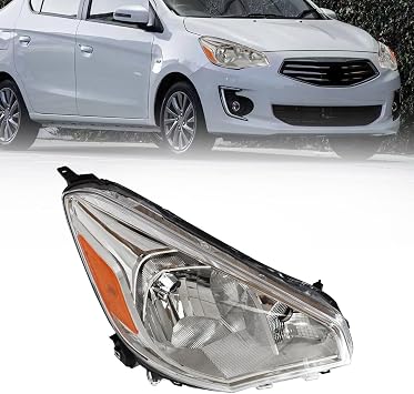 Headlight Halogen with Bulbs Compatible With Mitsubishi Mirage G4 2017 2018 2019 2020 Headlamp Assembly Left/Right Side For MI2502169 8301D117 8301D118 Front Right