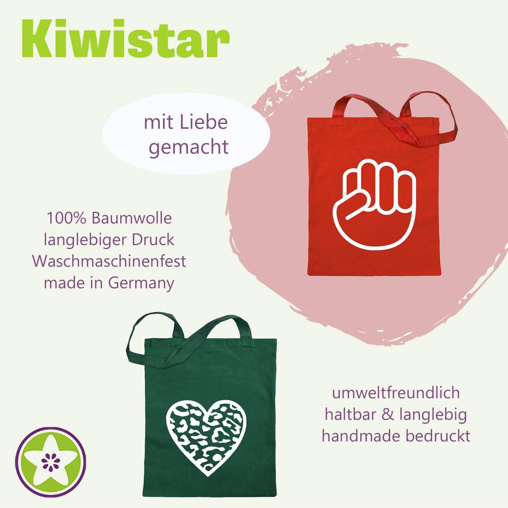 Borsa Di Stoffa Personalizzata Kiwistar | 100% Cotone | Shopping Bag Con Foto E Testo | 38x42 Cm