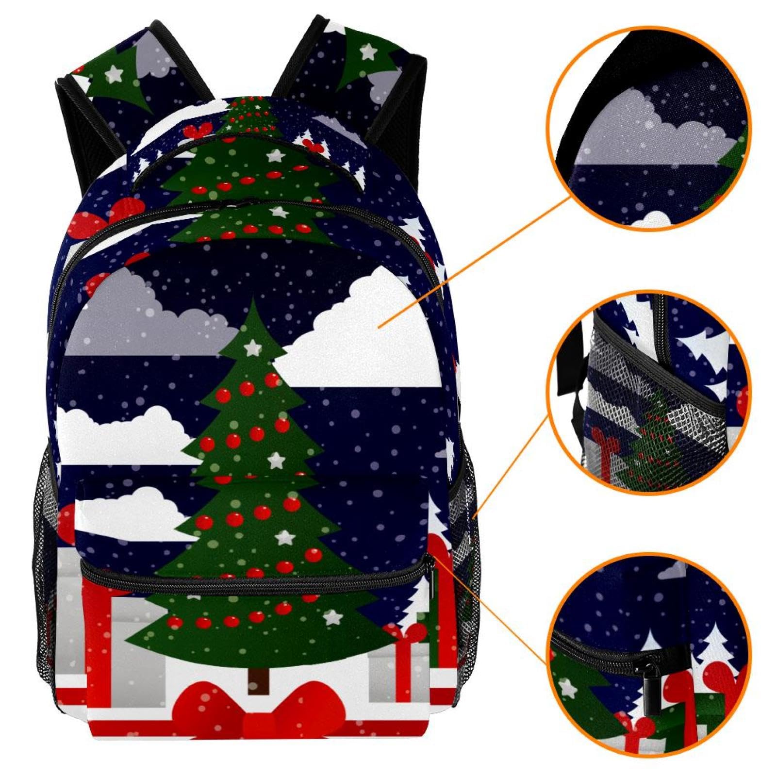 Zaino per la scuola, grande capacità, per vacanze, notte, albero di Natale, viaggio, per computer portatile, impermeabile, per adolescenti, ragazze, ragazzi, adatto per notebook da 15,6