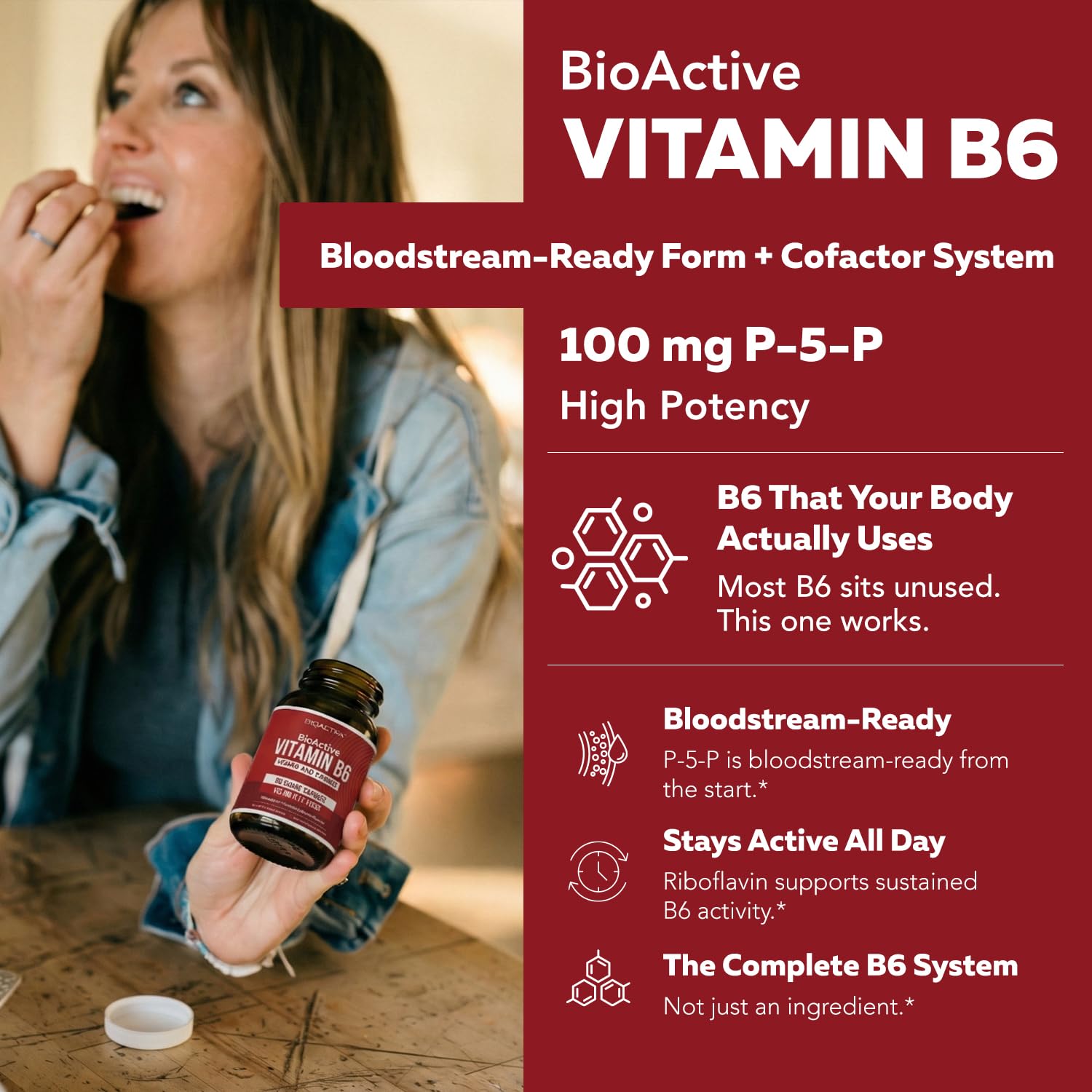 BioActive Vitamin B6 100mg Capsules, Active P-5-P Form, Enhanced Absorption — Amazon image 2