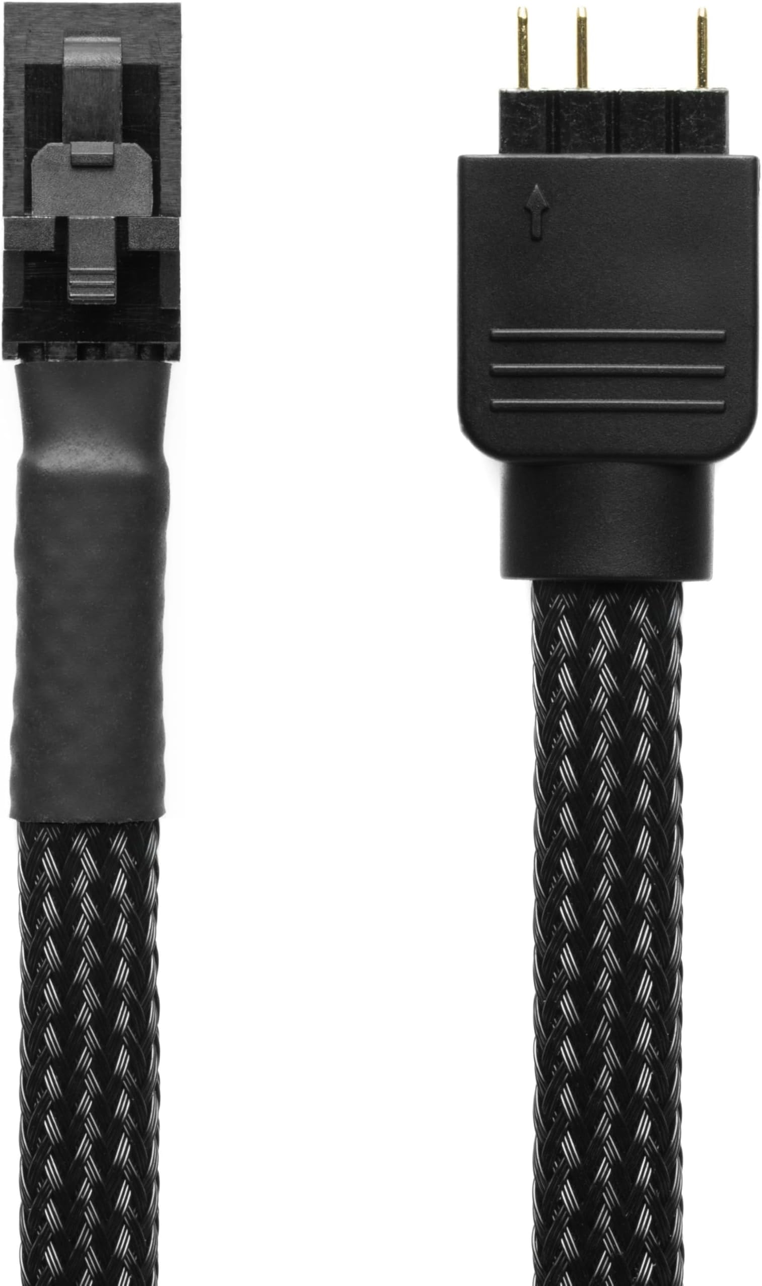 CRJ 3-Pin ARGB Lighting Adapter Cable - 6-inch (15cm) Premium Black Sleeved, for Corsair iCUE Commander and Node 3-Pin RGB Lighting