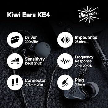 Kiwi Ears KE4 イヤホン 2BA+2DD Amazon.com: Linsoul Kiwi Ears KE4 in Ear Monitor, 2DD+2BA