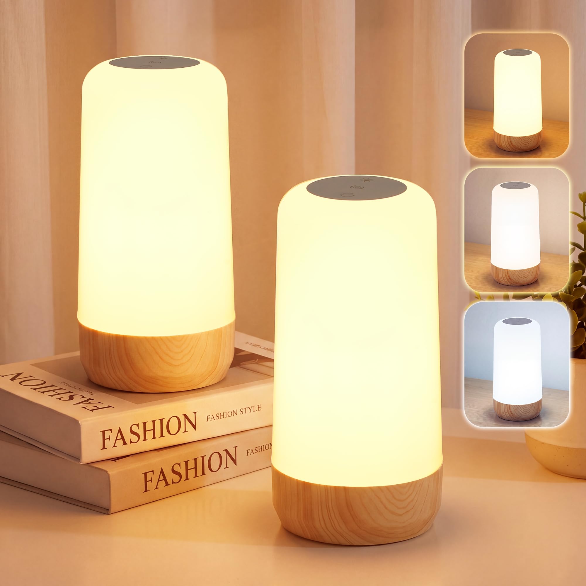 NIORSUN 10000Lux Light Therapy Lamp, Sunlight Lamp Wood Grain 2 Pack