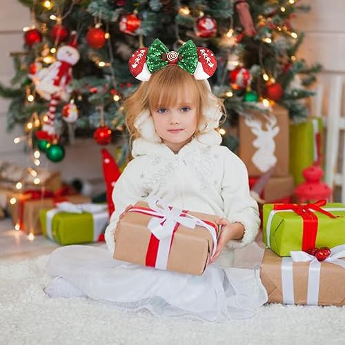 Miniatura 3 de Diadema de orejas de ratón de Navidad, lazo con lazo, diadema de ratón, diadema para el pelo, bandas para el cabello para mujer, disfraz de