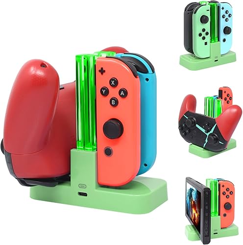 Miniatura 10 de FASTSNAIL Charging Dock Compatible with Switch 2 Joypad, Charging Stand for Switch 1/2 P Controller, Charging Orgnizer for Joycon 2 & for Pro Negro