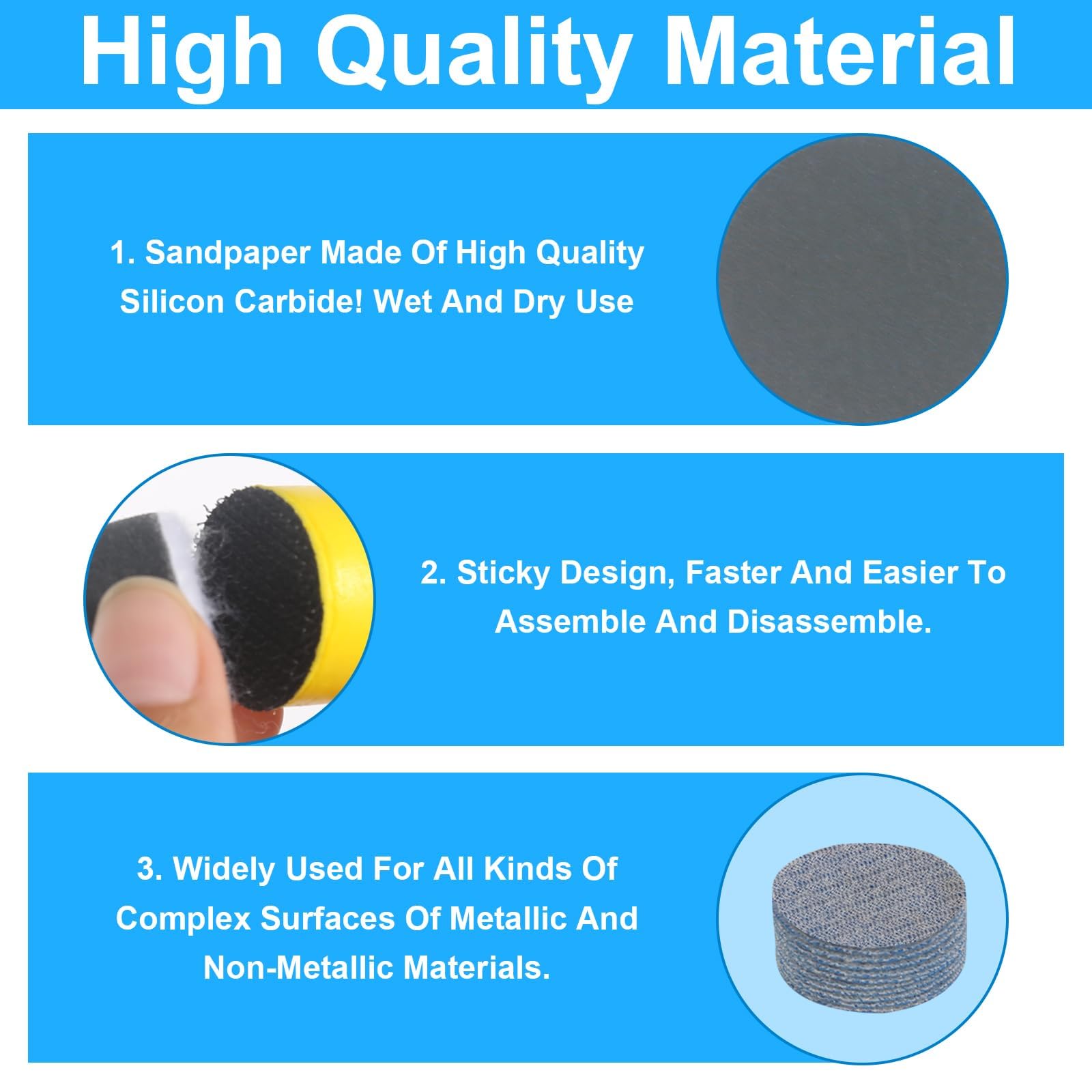 Saipor 100 Stück 25mm Durchmesser Schleifpapier-Set 100/180/240/1500/3000 | Schleifscheibe klett Schleifblätter mit 3mm Shank Backing Pad Kompatibel mit Dremel-Rotationswerkzeug