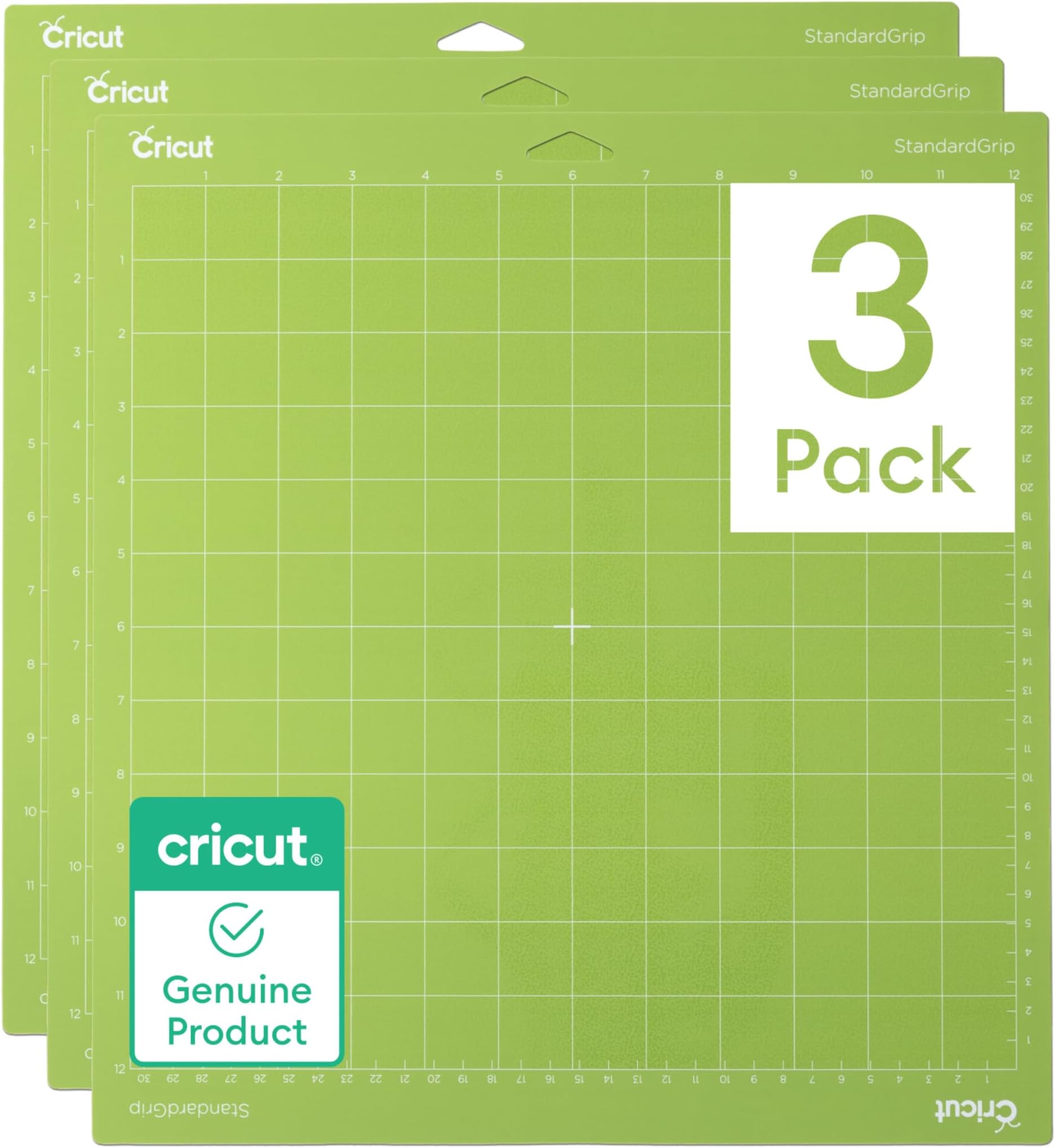 Cricut 3Pack Standardgrip Cutting Mat 12X12 3 Pack Amz, 12"X12", Green, Count