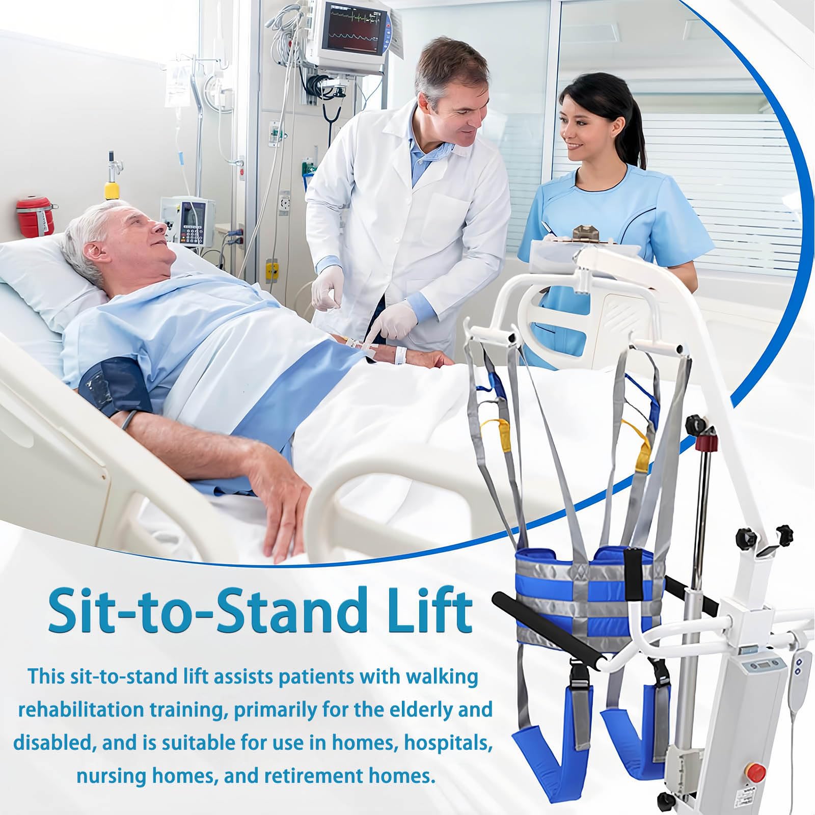 GrúA para Levantar Personas Mayores, ArnéS De Cuerpo Completo para ElevacióN De Pacientes, Hamaca De Transferencia para El BañO, Ayudas para Caminar Y Ponerse De Pie