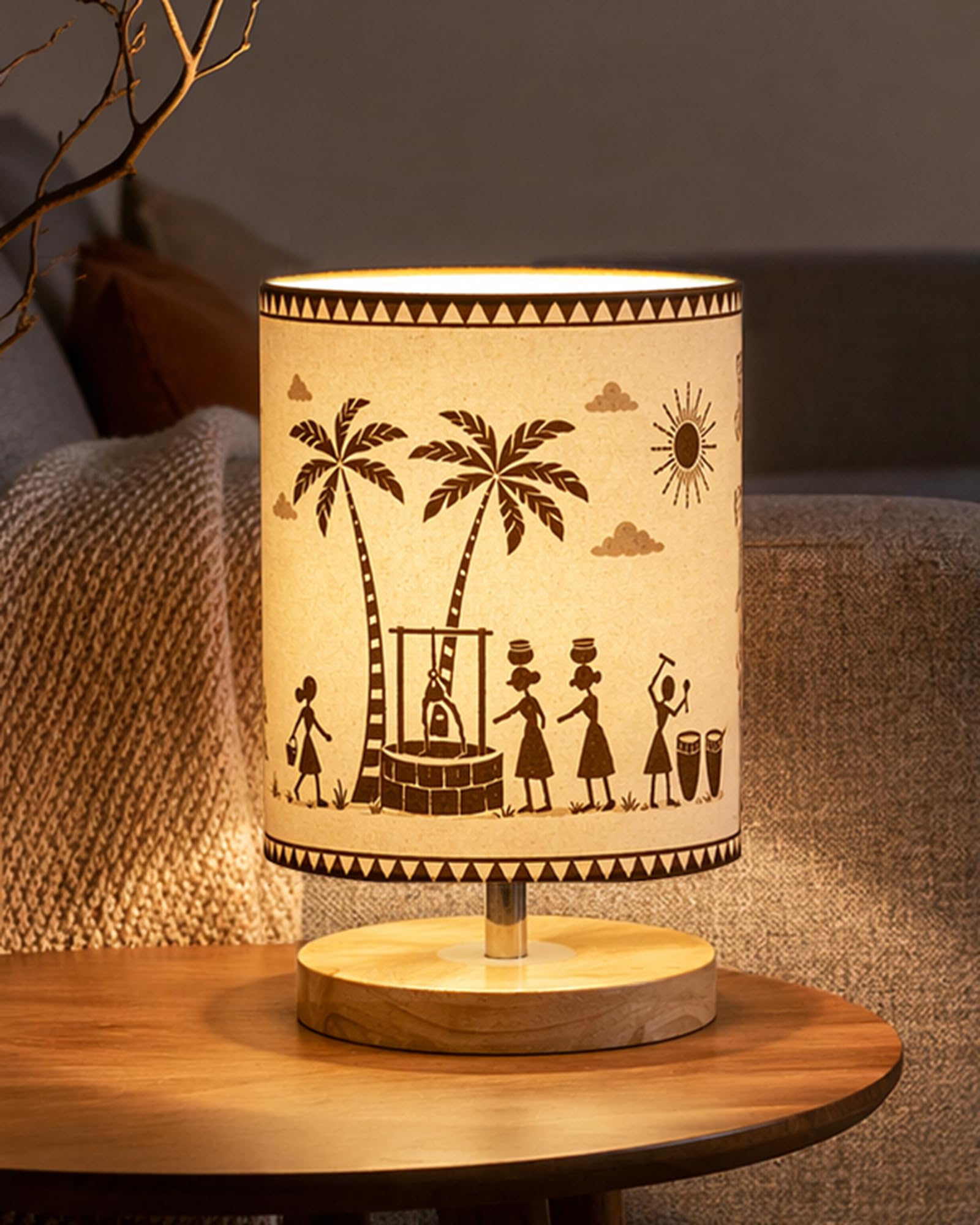 Homesake Pine Table Lamp - Indian Art Shade -10