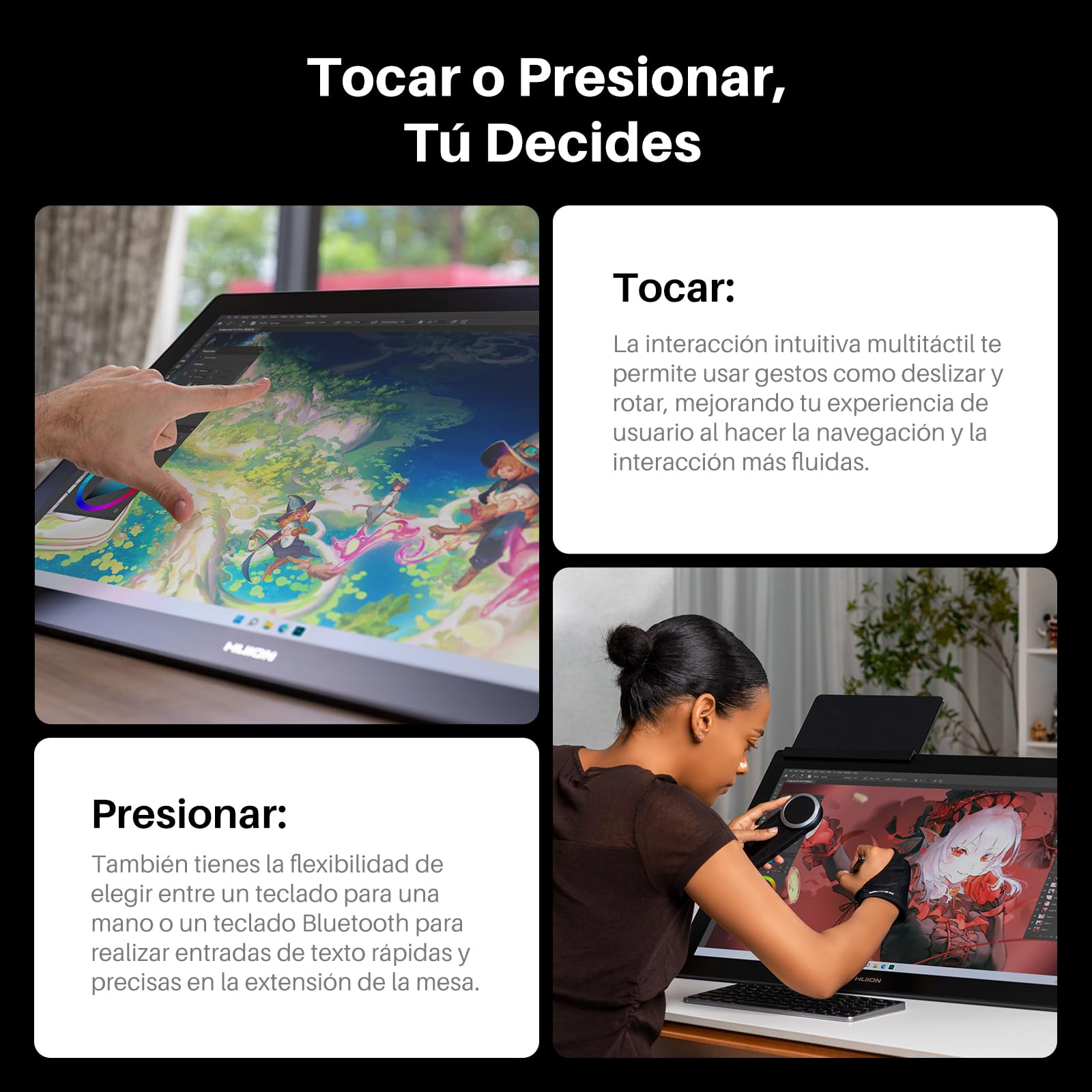 HUION KAMVAS Pro 27 (144Hz) 4K UHD Tableta Gráfica con Pantalla para Dibujo Digital, Lápiz PenTech 4.0 (16384 Niveles), Vidrio Canvas 3.0, △E<1, 98% Adobe RGB, Táctil + Control Remoto Keydial