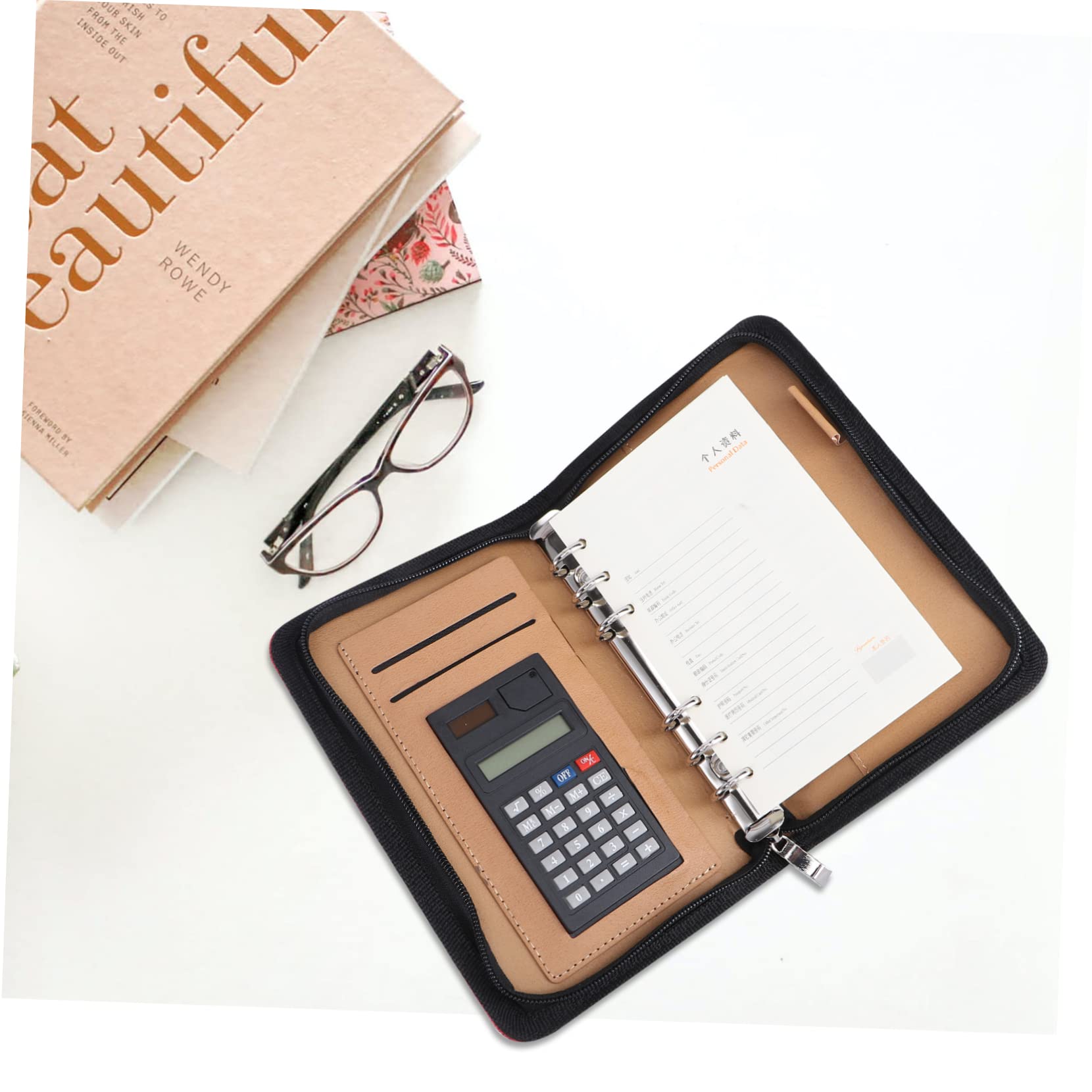 Happyyami Agenda con Copertina PU e Calcolatrice Business con Zip Organizer per Viaggi e Ufficio