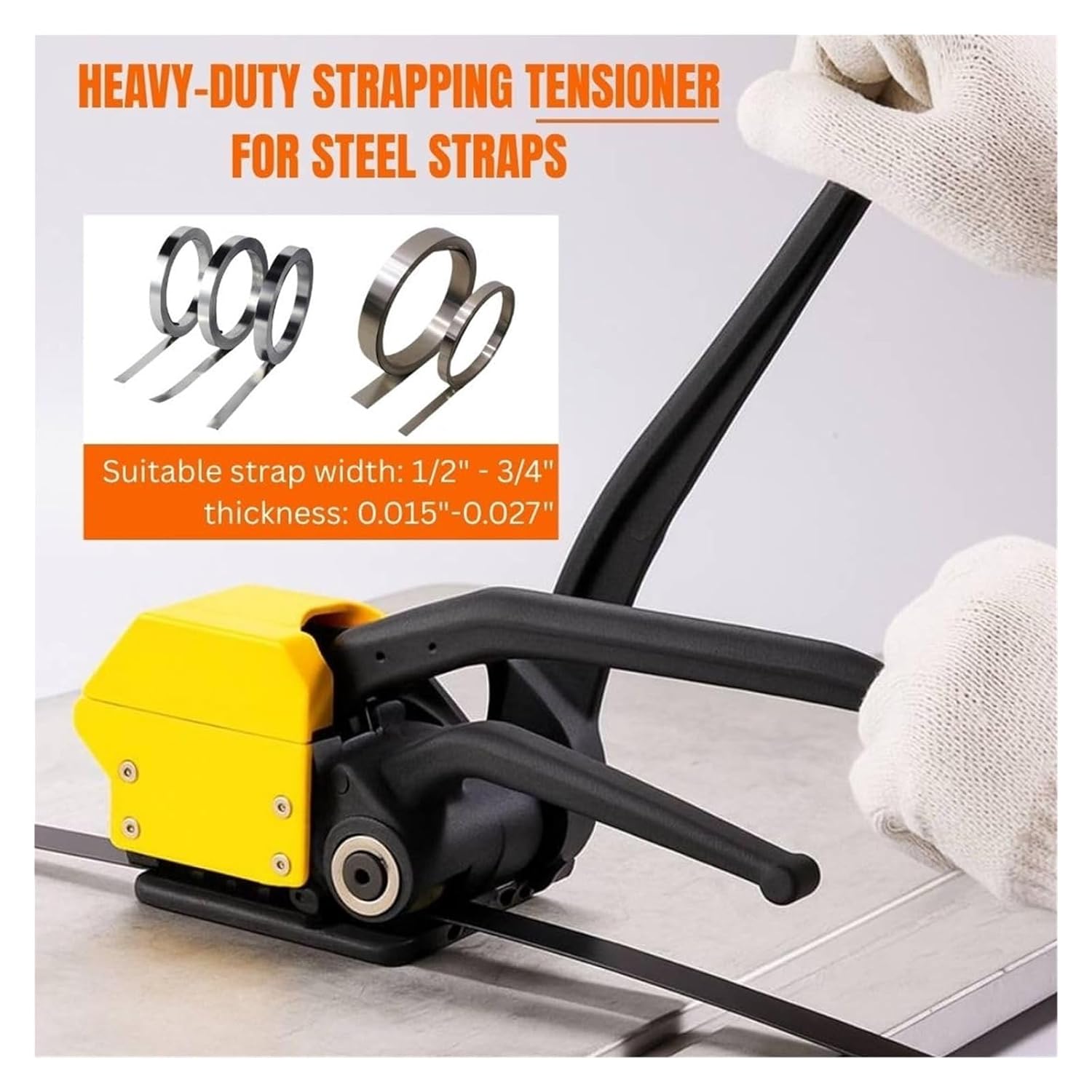 Steel Strapping Tool, Stainless Manual Belt Manual Seamless Steel Strapping Machine, Steel Strapping Tool with Alloy Blades, Heavy Duty 3-in-1 Tensioner Crimper Cutter