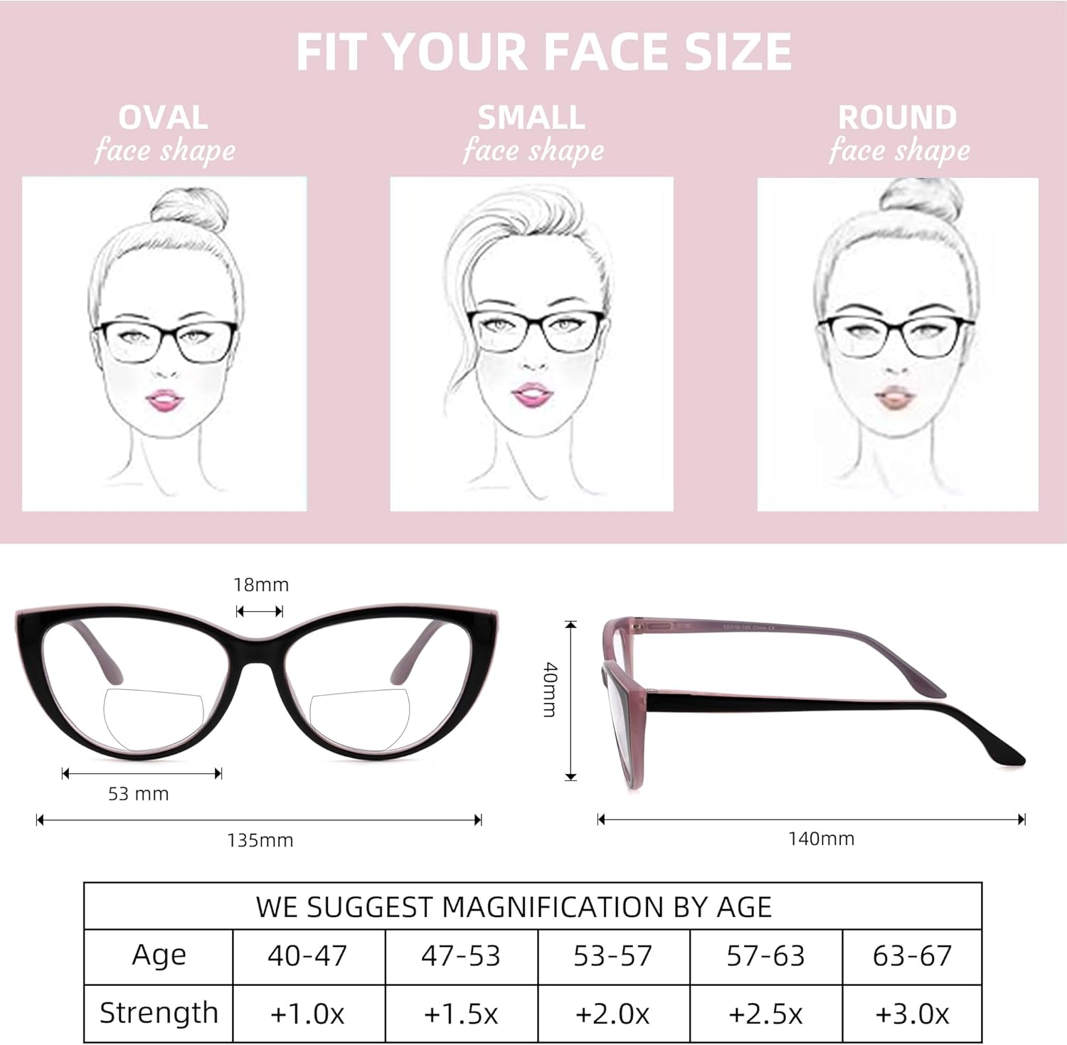 Cat Eye Bifocal Reading Glasses for Women Stylish Blue Light Blocking Readers - Image 4