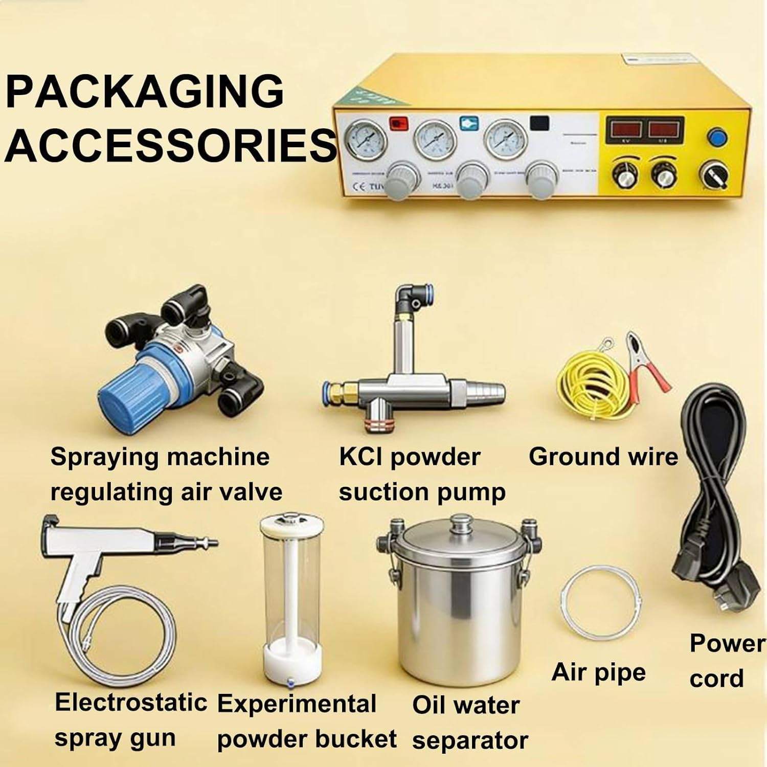 Portable Powder Coating Paint Gun,Electrostatic Powder Coating System Machine, Powder Coating System Kits with Foot Switch Spraying Gun,21x21.3x7.6 cm