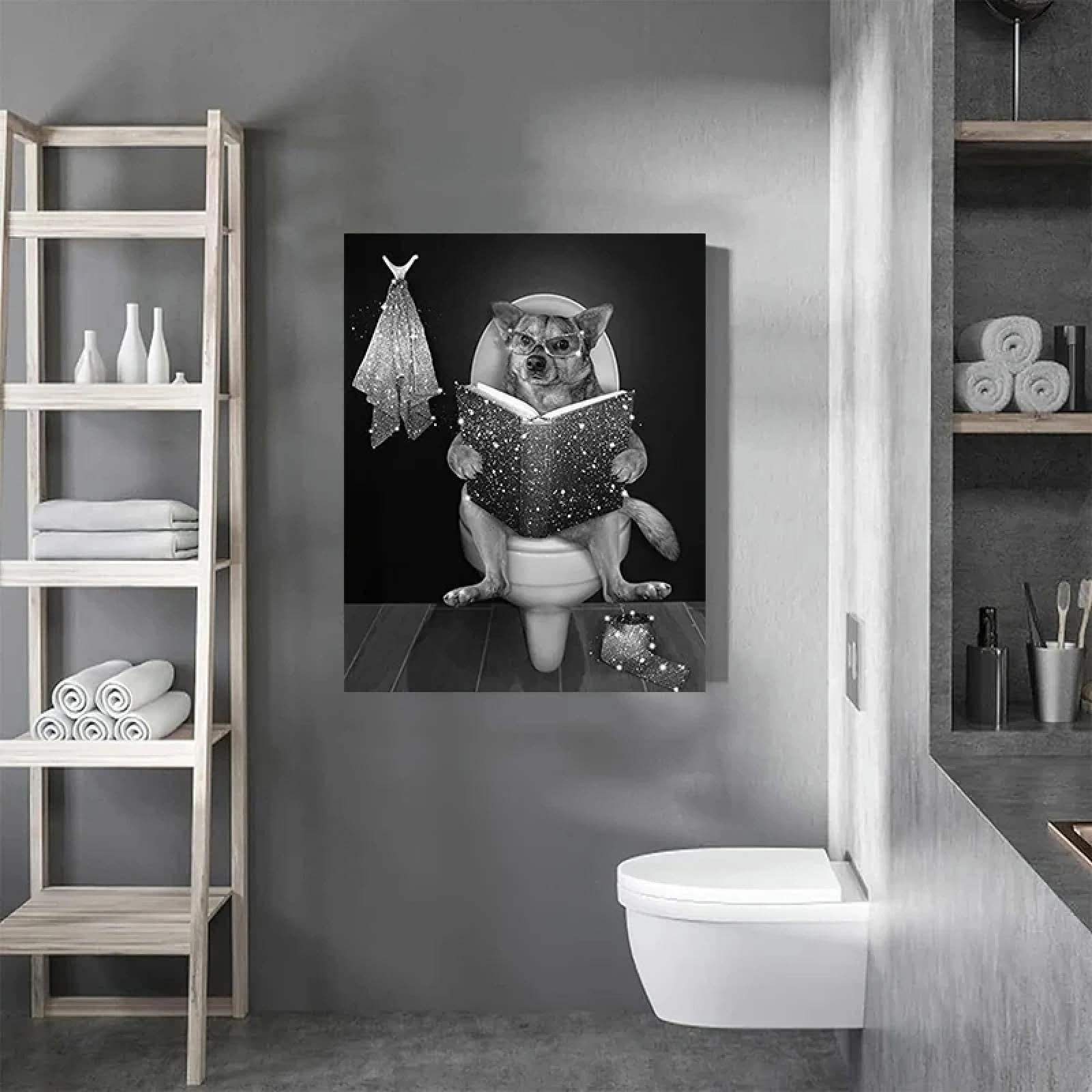 Impression de chien pour toilettes solution déco murale moderne pour salle de bain terne - 6