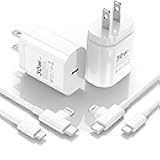 30W iPhone 17/16/15/14/13/12 Charger Fast Charging Block with 6FT Long C to Type C& Lightning Cable.Fast Charging for All iPhone/iPad and Galaxy Series (White 2)