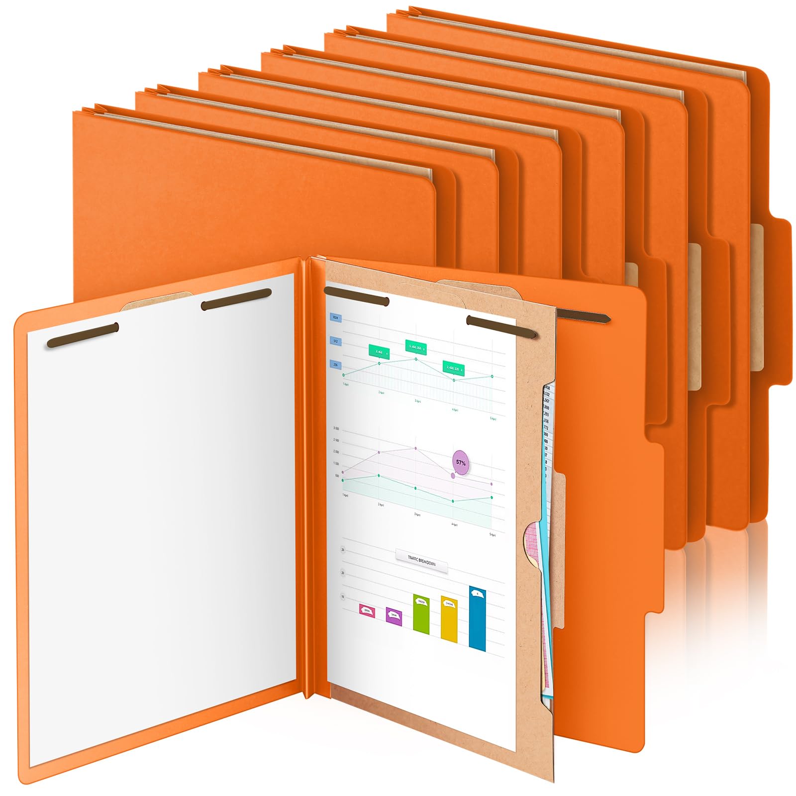 12 Pcs Classification Folders 1 Pocket Divider Medical Folder, Orange