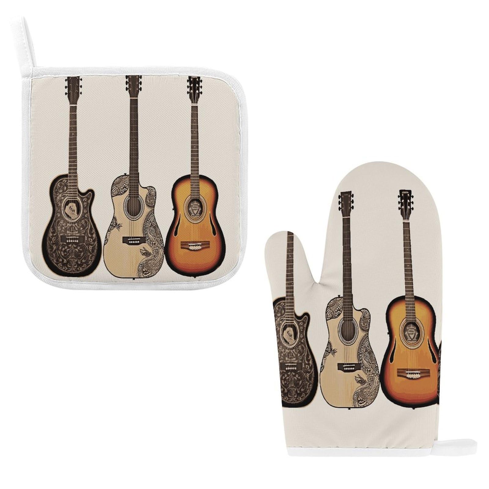 Btcowzrv Style Guitar Oven Mitts And Pot Holders 2Pcs Set