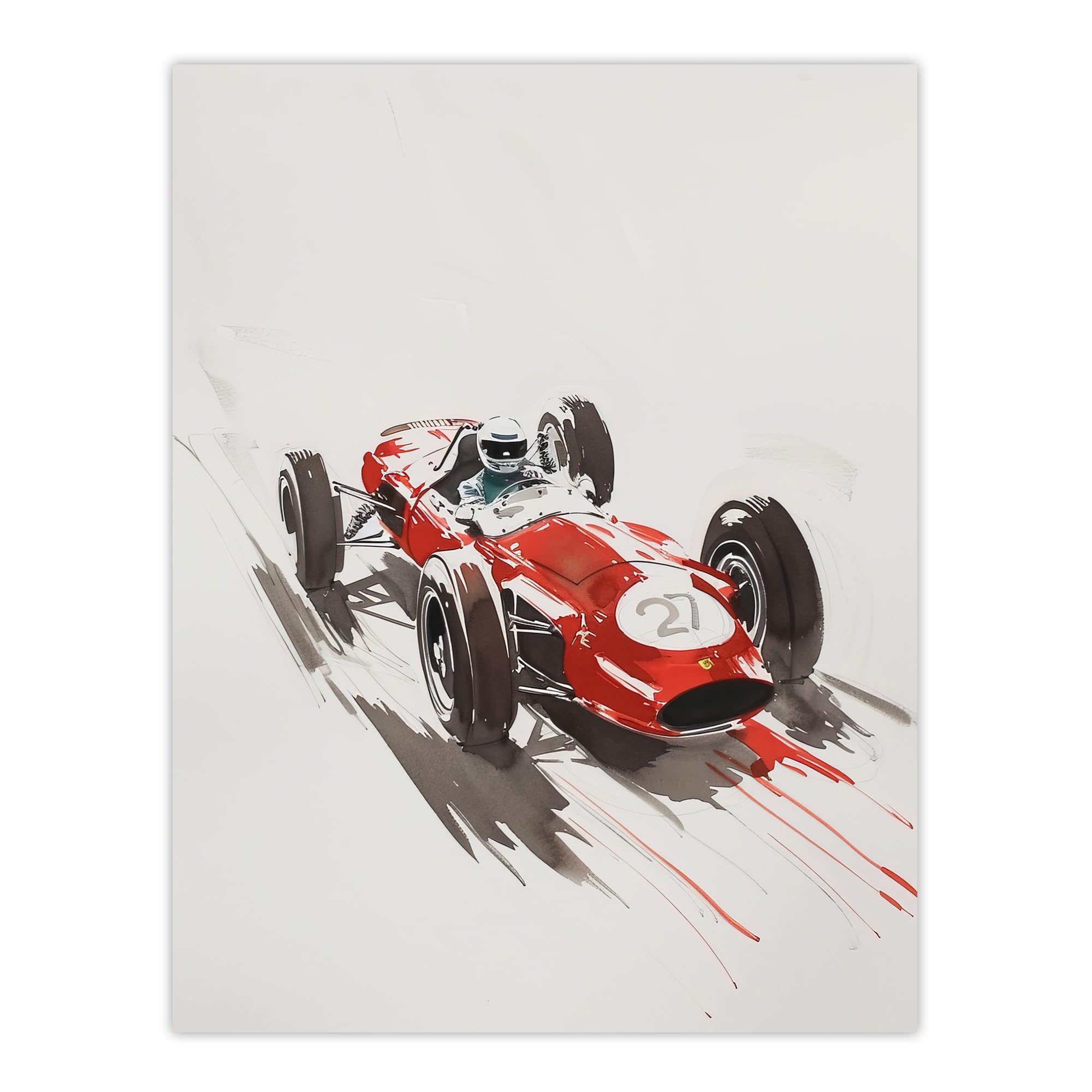 Artery8 Vintage Automobile Race Car Sport Watercolour Man Cave Large Wall Art Poster Print Thick Paper 18X24 Inch