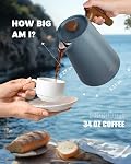 POLIVIAR Machine à Café à Presse Française, Presse à Café de 34 oz avec Poignée en Bois Réel, Isolation à Double Paroi et Écran à Double Filtre, Acier Inoxydable de Qualité Alimentaire pour un Bon Café et Thé, JX2025-XFPU