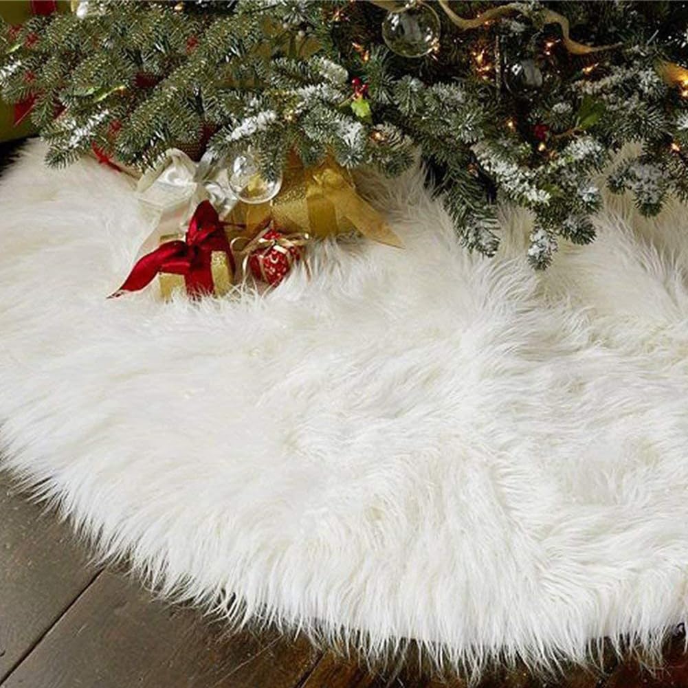 Falda de Árbol de Navidad,Cubre Pie,Alfombra Arbol de Navidad,Alfombra para la Decoración de la Fiesta de Christmas, para Fiesta de Christmas Decoraciones navideñas,Saia Arvore de Natal,78cm,Blanco