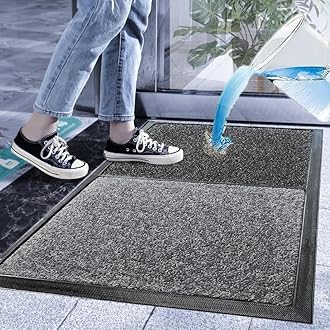 SINOPED Wet Dry Shoe Cleaner Shoe Mat, 31x17 inch Non Slip Floor Mat, Indoor Outdoor Welcome Rug, Disinfectant Sanitizer for Doors