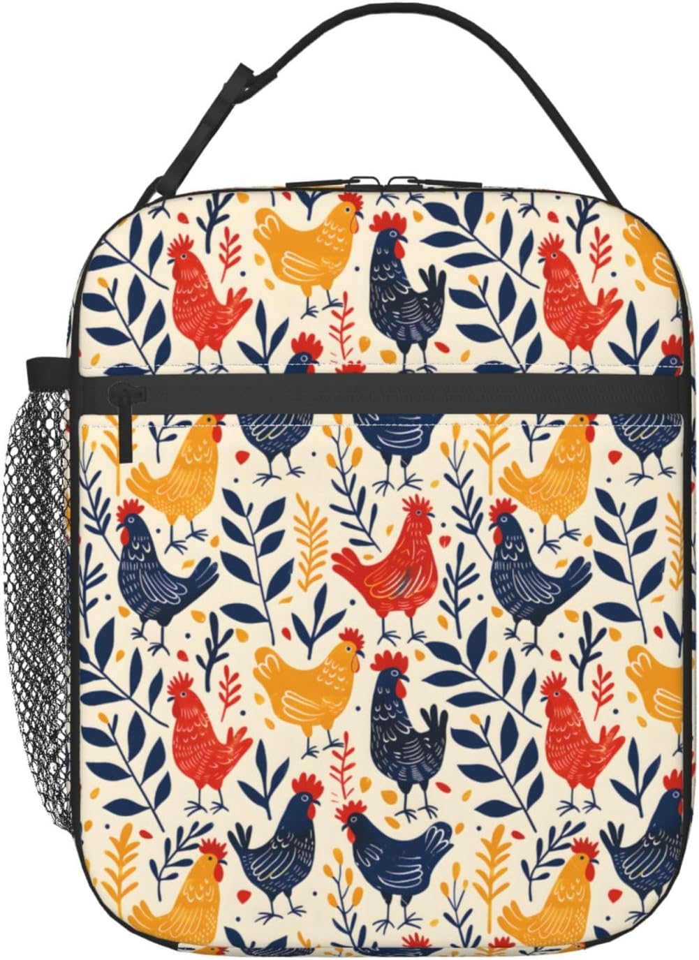 Reusable Chicken Lunch Box for Kids Girls Boys Women Adult, Insulated Rooster and Hen Farmhouse Lunch Bag,Polyester Cooler Handbags Case for School Picnic Work Travel Beach or Hiking