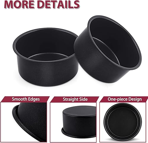 Miniatura 3 de P&P CHEF Juego de 3 mini moldes para tartas de 4 pulgadas, moldes redondos antiadherentes para pasteles de pequeños niveles, no tóxicos y sólidos,