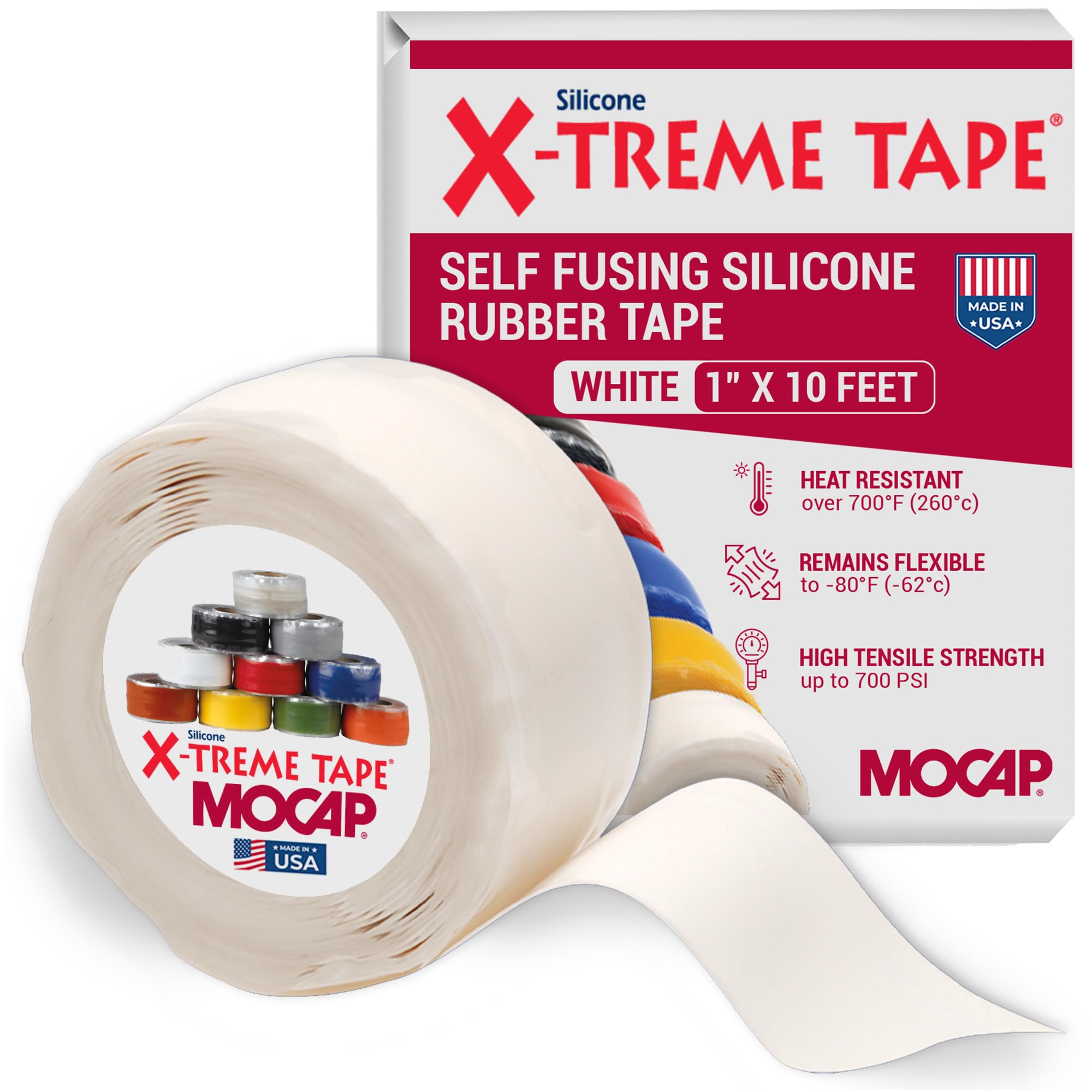 X-Treme Tape MOCAP Heavy Duty Electrical Tape, Self-Fusing Silicone Rubber, Waterproof & Insulating Flexible Tape, Electrical for Hose, Automotive,