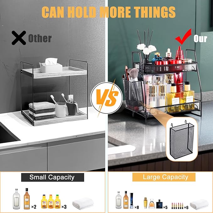 Organizador de Baño con Canasta, 2 Niveles para Encimera miniatura 8