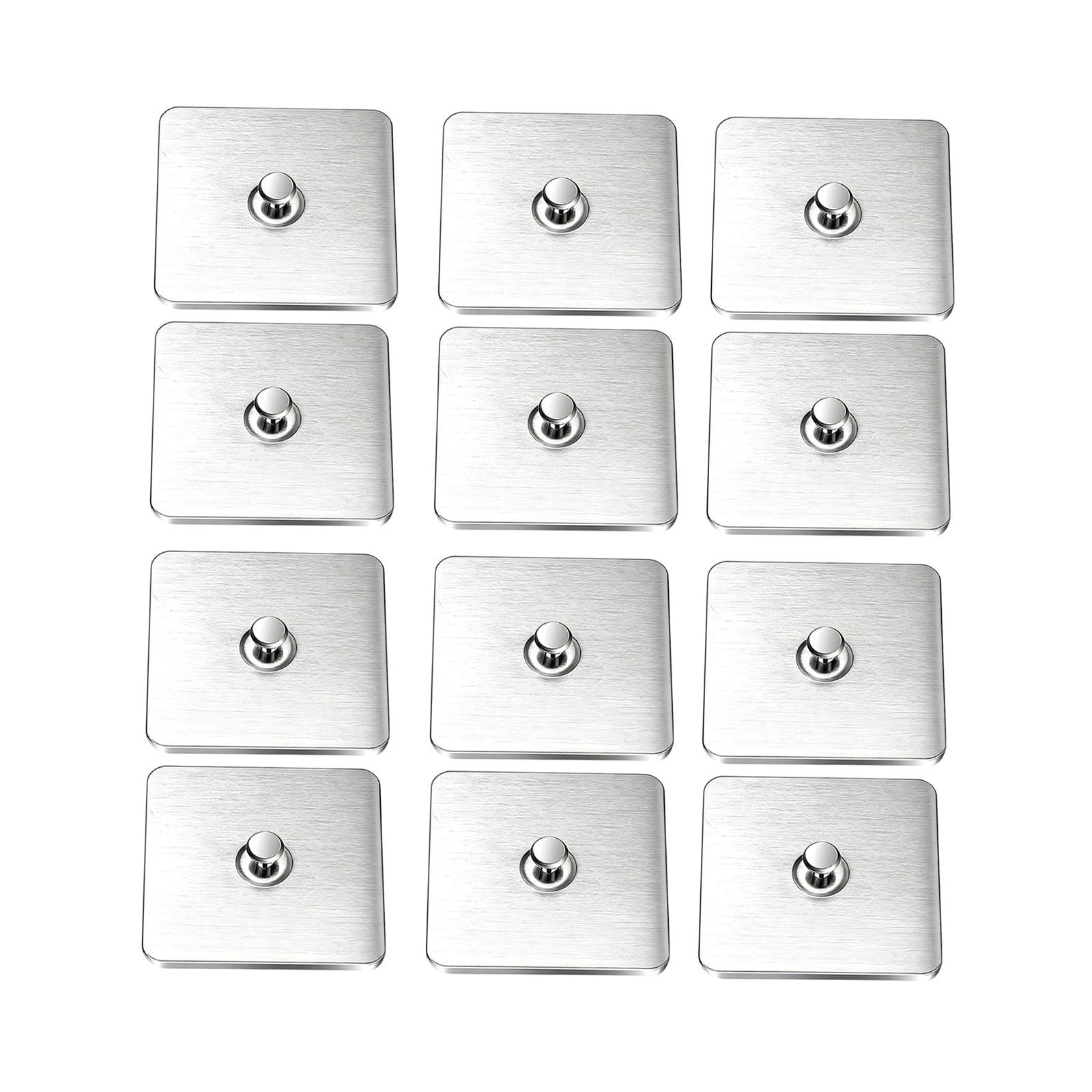 Tsophreniq 12Pcs Sturdy Stainless Steel Adhesive Hook Holds Up to 5Kg for Wall Cabinets Door Home Organization Fasteners