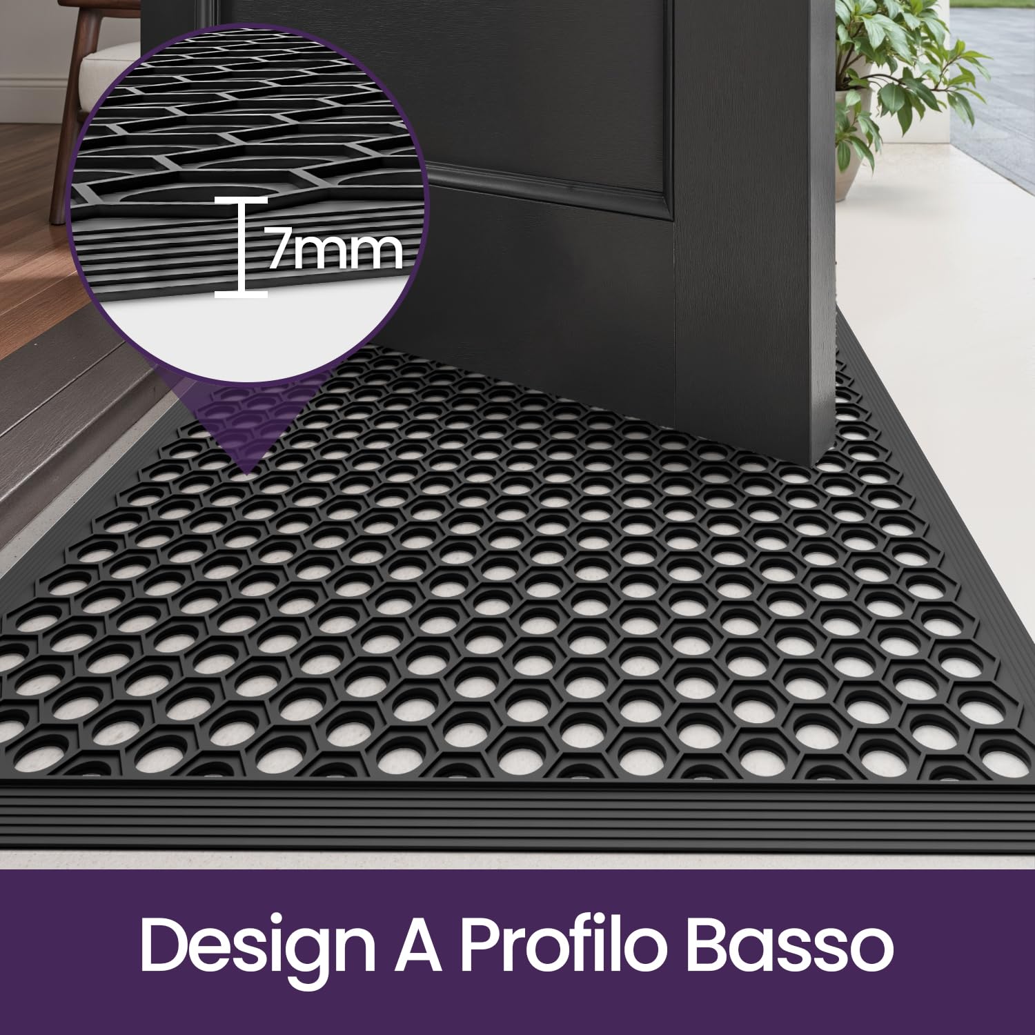 DEXI Zerbino Ingresso Esterno 80 x 120 cm, Antiscivolo | Con Fori di Drenaggio, Impermeabile, Facile da Pulire, per Ingresso, Balcone e Terrazza