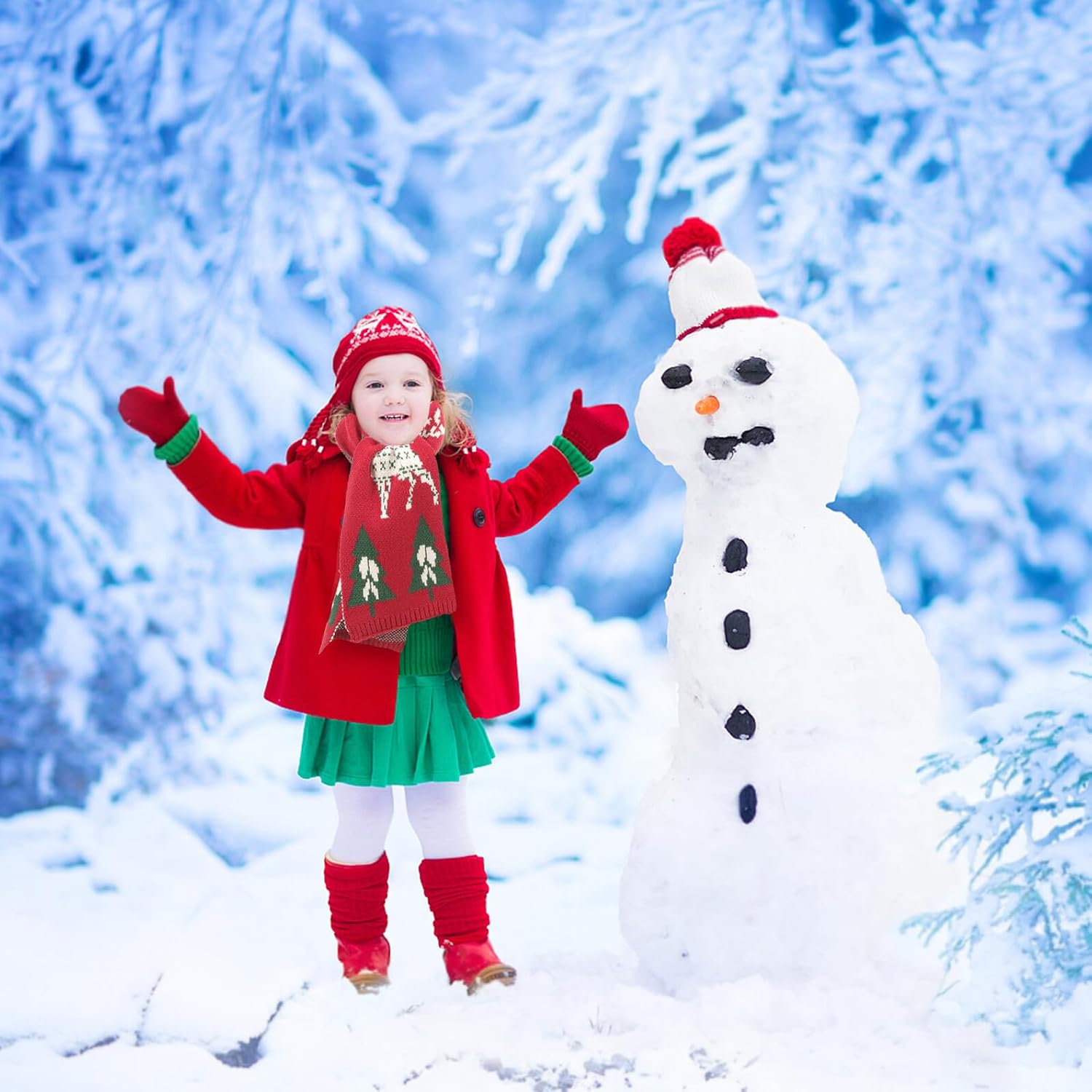 HOMSFOU Christmas Knit Scarf for Boys and Winter Festival Warm Knit Long Scarf Red Tree Pattern ’s for Holiday Season