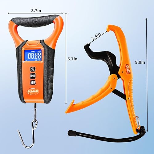 Miniatura 6 de Báscula de pesca digital impermeable con pinza para labios, báscula de pesaje de peces con pantalla LCD, almacenamiento de memoria y sumación, funda