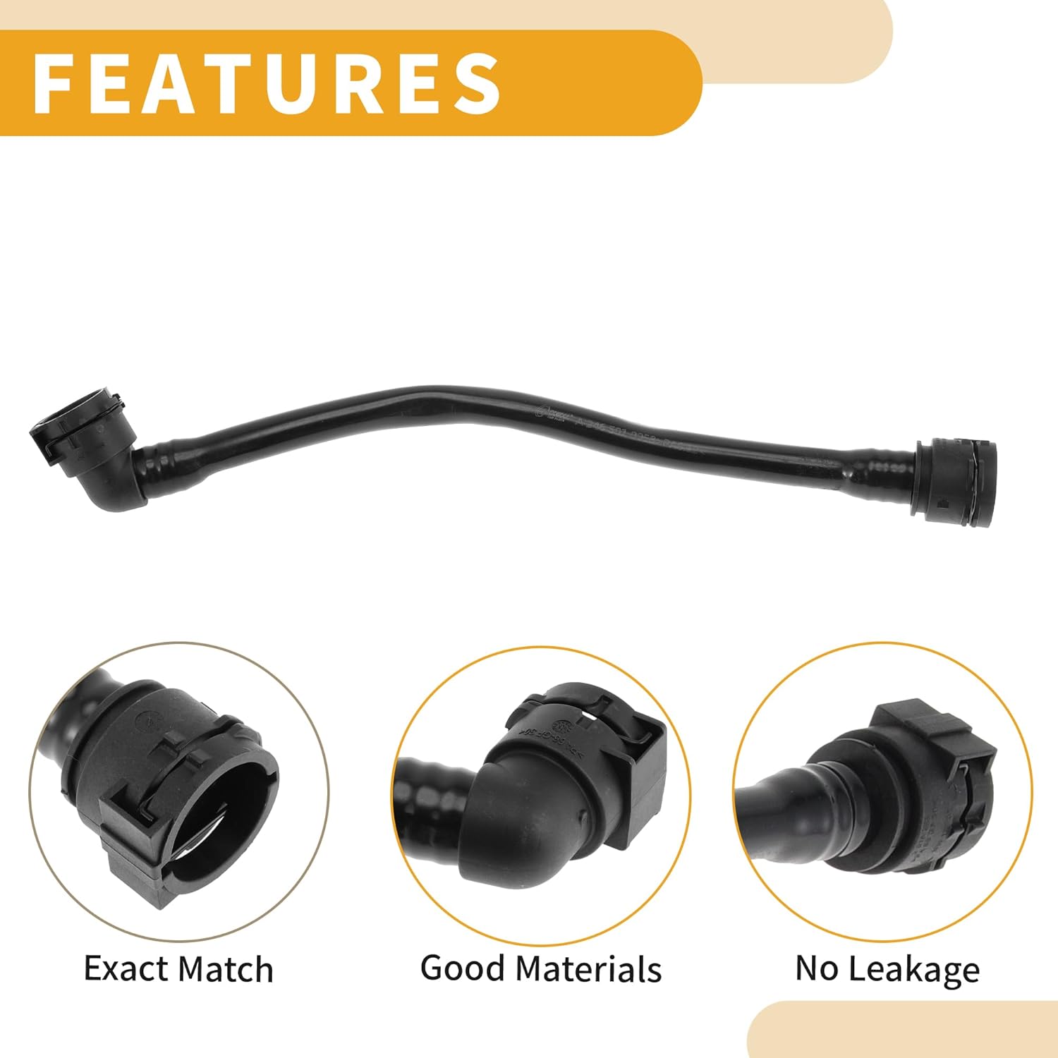 Radiator Hose No.A2465010058 Engine Coolant Tank Overflow Hose Filling Pipe for Mercedes-Benz GLA250 2015-2020 Rubber Black Good Sealing