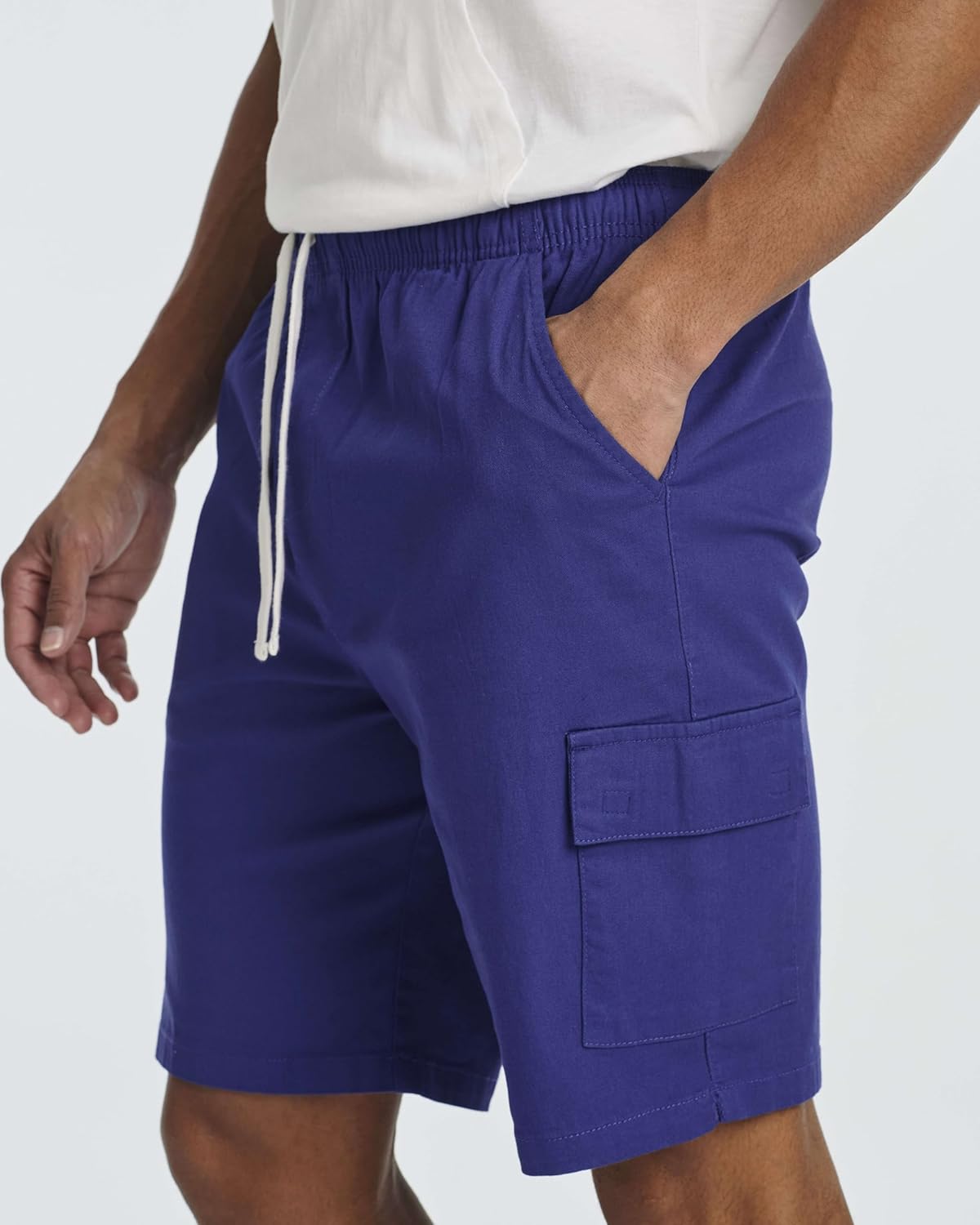 Real Essentials 3 Pack: Men's Cotton 9" Cargo Shorts - Elastic Waistband with Drawstring & Pockets - Image 5
