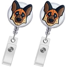German Shepherd Badge Reel - Cute Retractable ID Holder for Nurses, Medical Staff, Teachers & Students - 2 Pcs