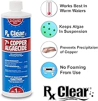 Vista 2 de Rx Clear 7% de algicida de cobre Mata y previene las algas para piscinas en el suelo y sobre el suelo Fórmula segura para nadadores Botellas
