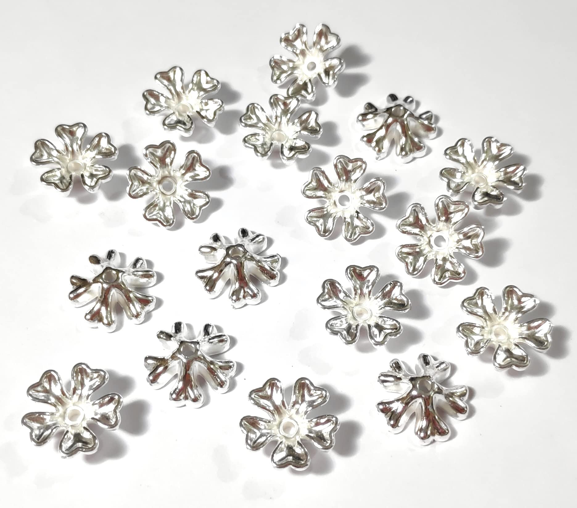 GoSetGet! Silver Color Hibiscus Flower (100 Pcs) Plastic Beads Jewellery Making Arts & Crafts Work Necklace Bracelet Earring DIY Kit (Flower Silver Hibiscus) 2