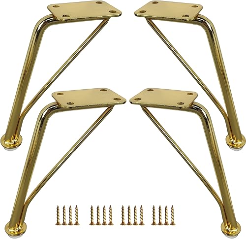 Kualuzt Patas para muebles de 6 pulgadas, patas doradas para muebles, juego de 4 para armario, tocador, mesa auxiliar, sofá, etc. (6 pulgadas,