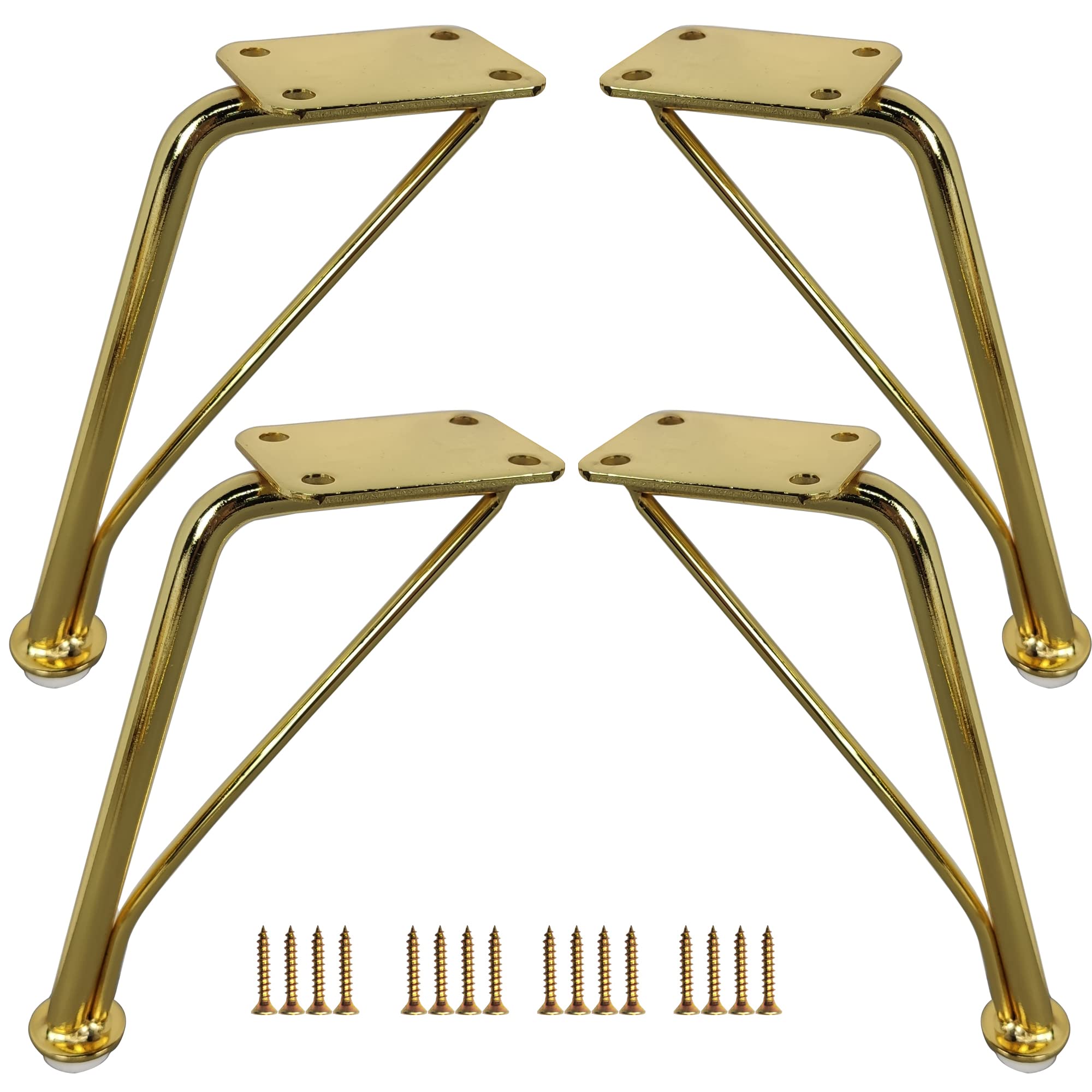 Kualuzt Oblique Furniture Legs 7 inch Gold Legs for Furniture Set of 4 for Cabinet Dresser Side Table Couch etc (7 inch, Gold)